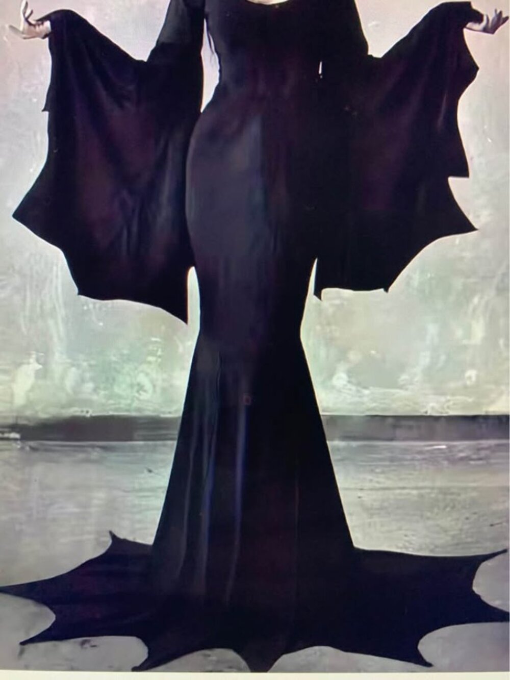 Ladies, Size, XXL, long, black witch dress like the Addams family Morticia cosp